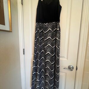 J. Crew Black and White Chevron Maxi Dress